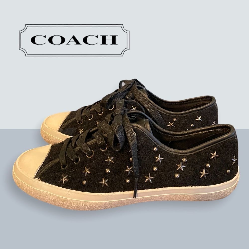 COACH Black "Empire Star" Studded Lace Sneakers 7